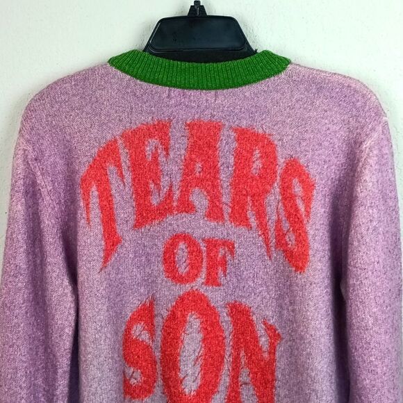 Men's Cease Desist Tears of son knit long-sleeve multicolor wool blend sweater L - Picture 12 of 13